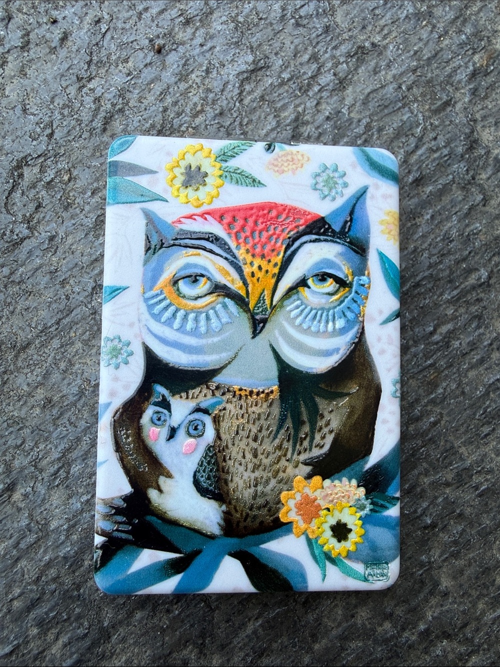 Owls Printed Rectangular Compact Mirror